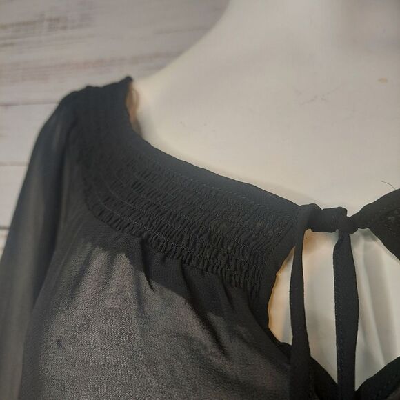 MIXAGE Blouse Lady Size L See Through Black - Picture 7 of 11